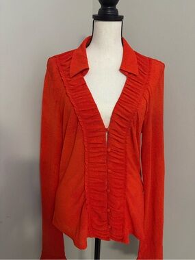 Anthropologie Ruffled Button-Down Top-Size Large